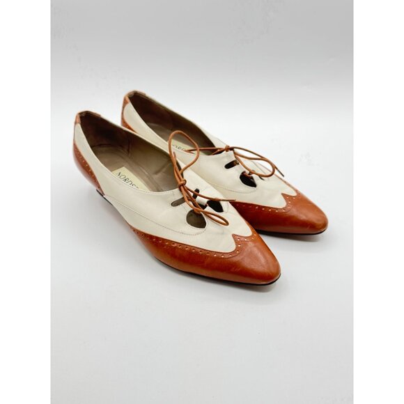 Vintage Nordstrom Lylith Italian Leather Lace Wingtip Oxford Women Heels - Picture 1 of 11